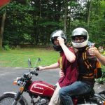 Travis and I about to pull some sick-ass stunts on a motorcycle
